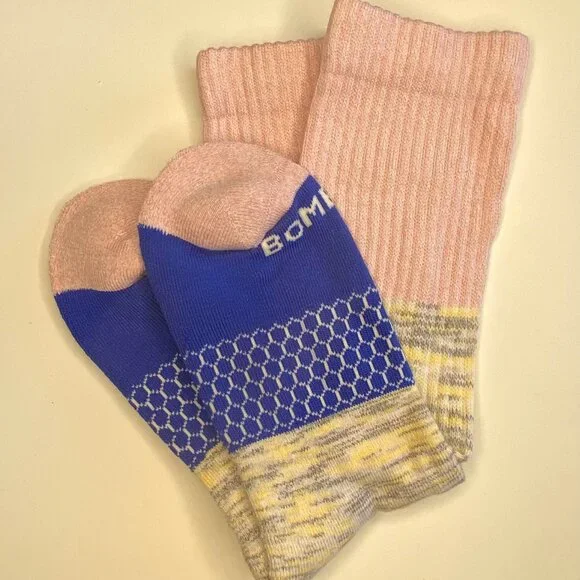 [6 pack] Bombas Rosepetal Marl Space Dye Triblock Medium Calf Socks - Picture 4 of 7
